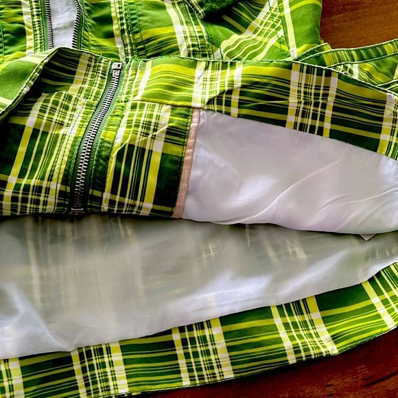 Point Zero Green Plaid Spring-Fall Jacket with Belt - Picture 5 of 5